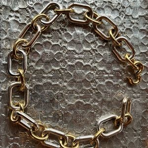Ralph Lauren Gold & Silver Link Necklace with Open/Close Link - 16" in Length